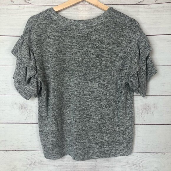 Express Gray Layered Ruffle Sleeve Short Sleeve Top XS - Picture 2 of 3